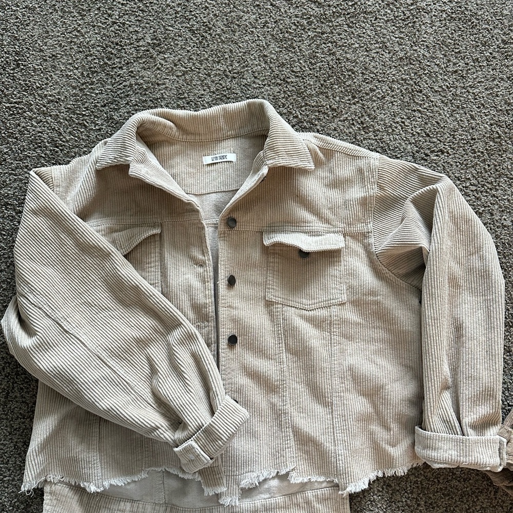 12th Tribe Beige Corduroy Jacket